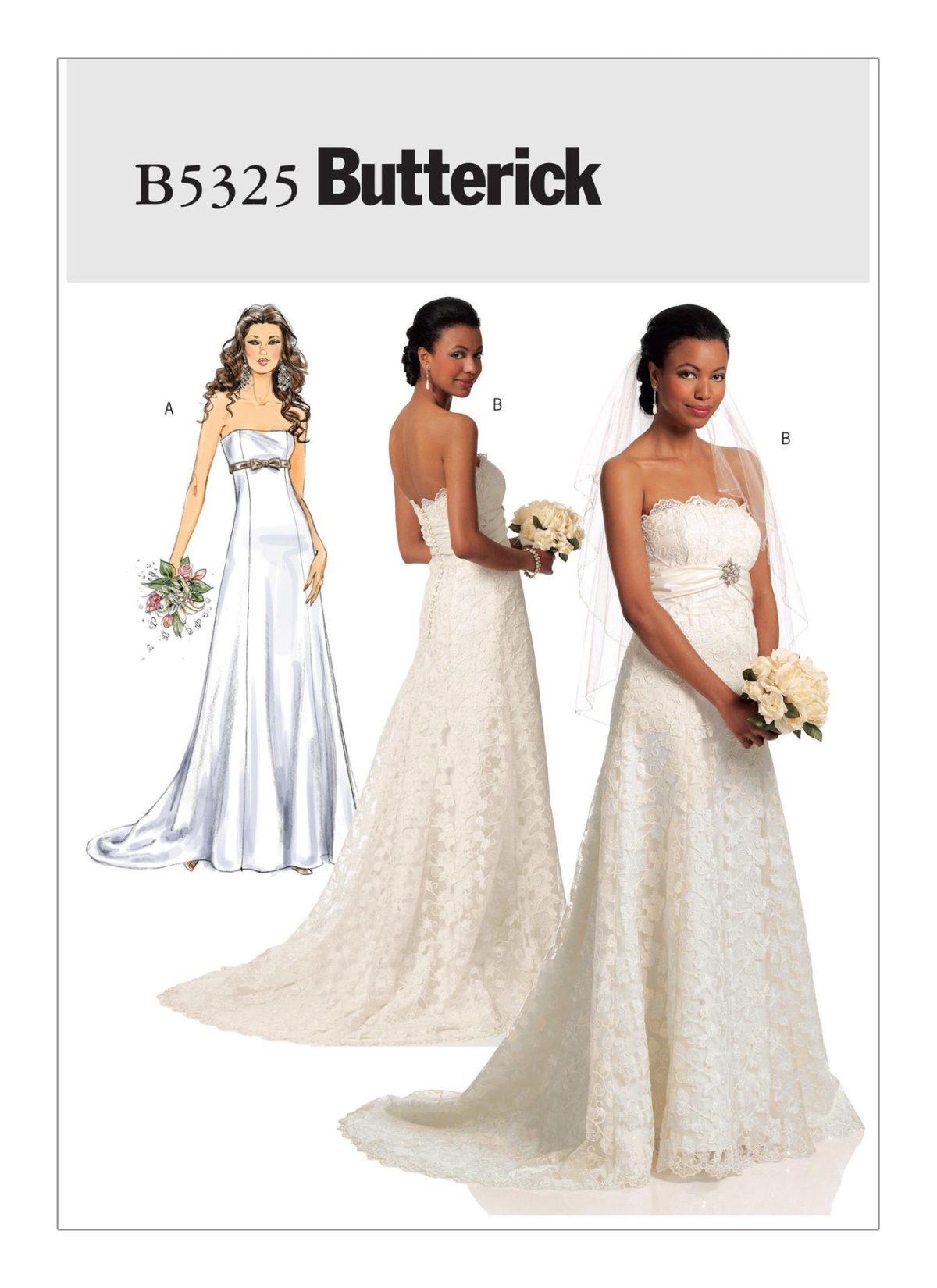 Butterick Sewing Pattern B5325 Misses Strapless Dresses With Train Sewdirect Butterick Sewing Pattern B5325 Misses Strapless Dresses With Train Sewdirect