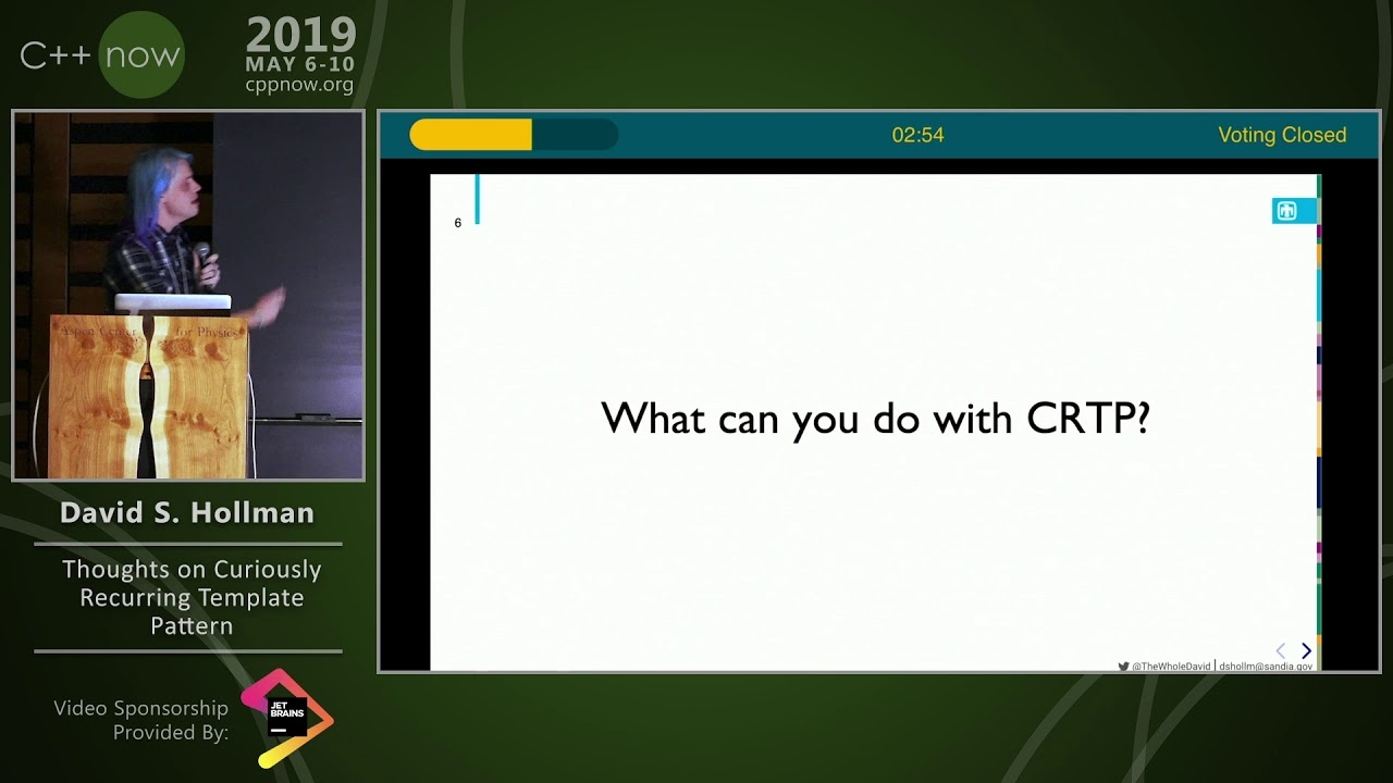 C Now 2019 Daisy Hollman Thoughts On Curiously Recurring Template Pattern YouTube