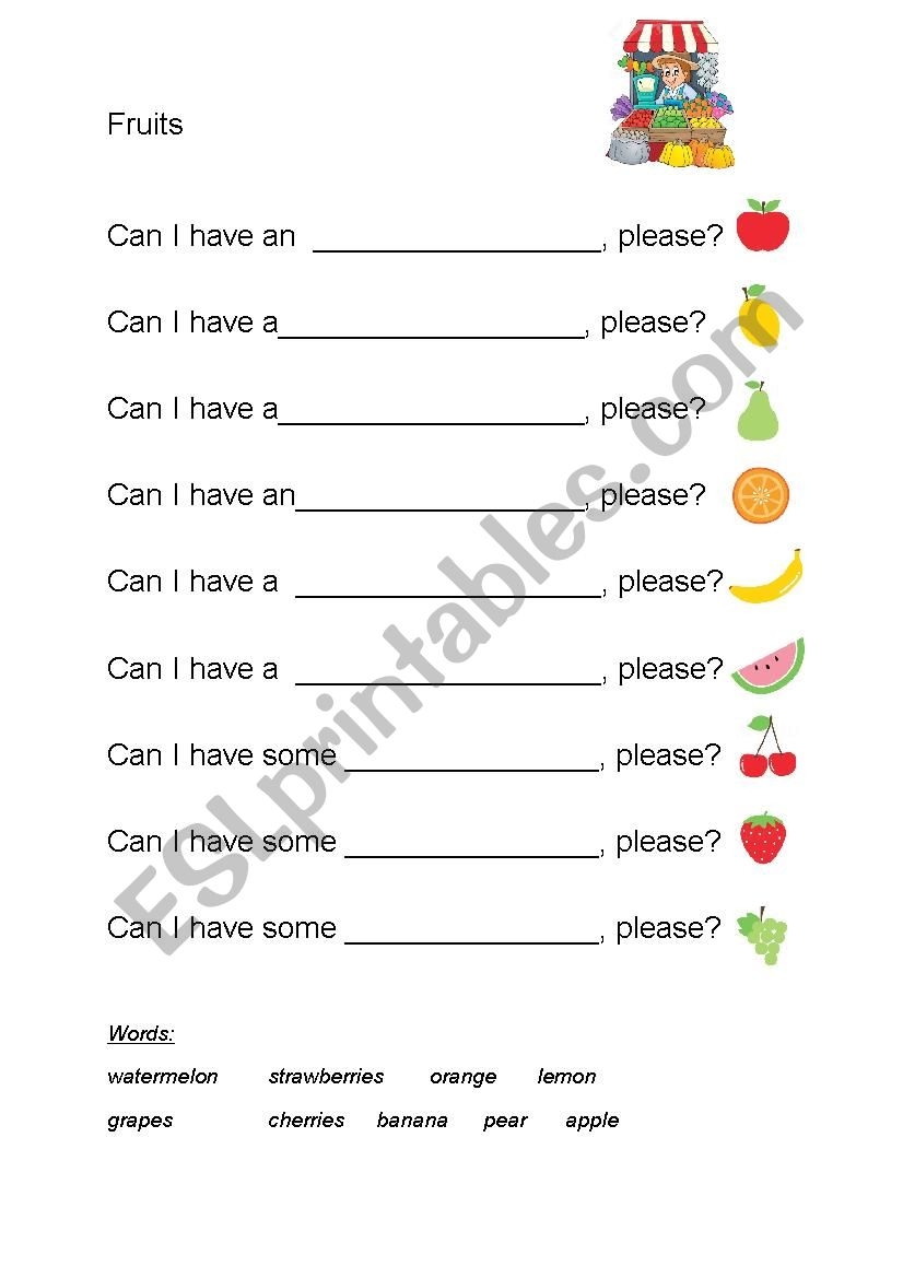 Can I Have Some Fruits ESL Worksheet By Erlendhn