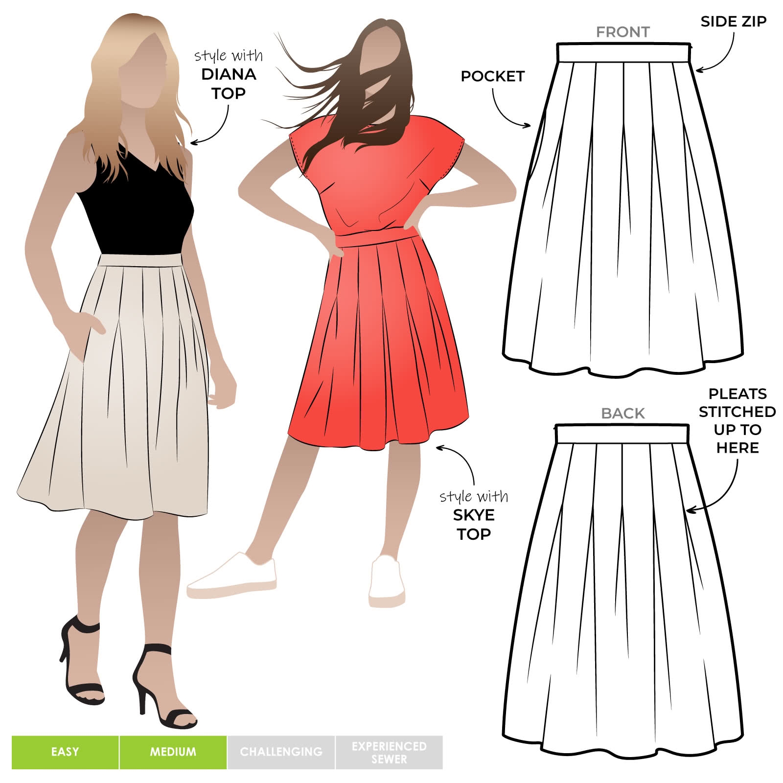 Candice Skirt Sewing Pattern Casual Patterns Style Arc