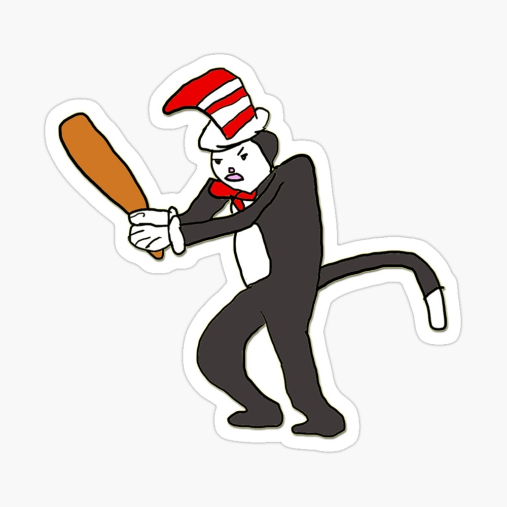 Cat In The Hat With Bat Art Board Print For Sale By Animagic0 Redbubble