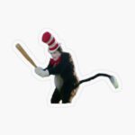 Cat In The Hat With Bat Sticker For Sale By Cateryan1313 Redbubble