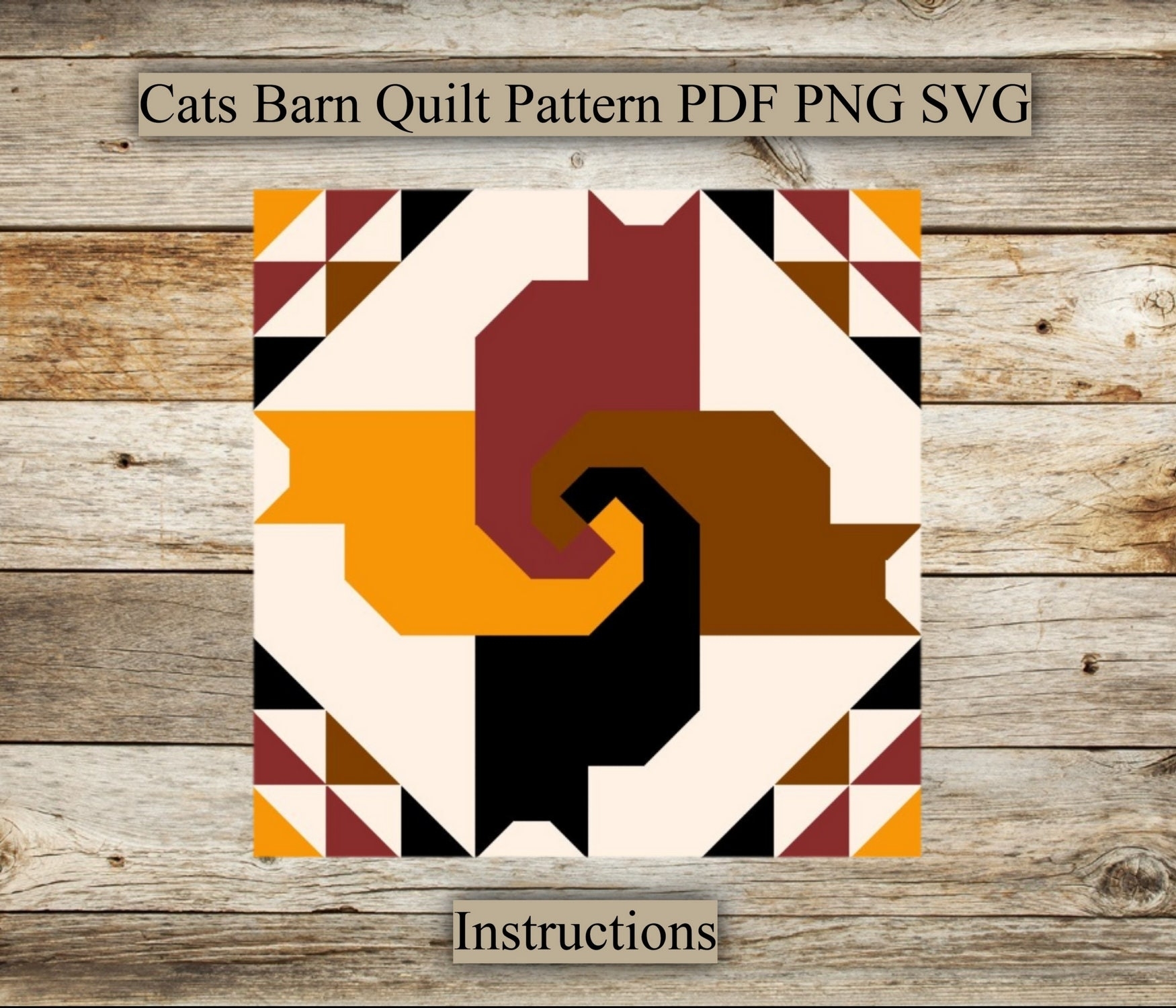 Cats Barn Quilt Pattern PDF Instruction For Drawing SVG For Laser Engraving And Cutting For Farmhouse Home Decor Digital Download Etsy