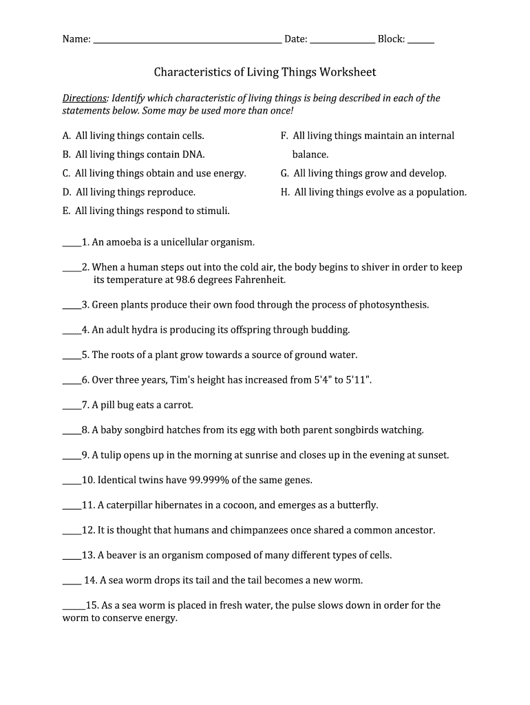 Characteristics Of Life Worksheet Fill Out amp Sign Online DocHub Worksheets Library Characteristics Of Life Worksheet Fill Out amp Sign Online DocHub Worksheets Library
