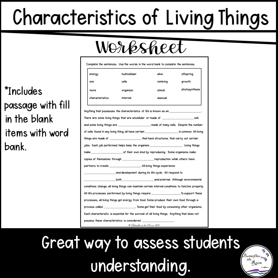 Characteristics Of Living Things Worksheet Classful Characteristics Of Living Things Worksheet Classful