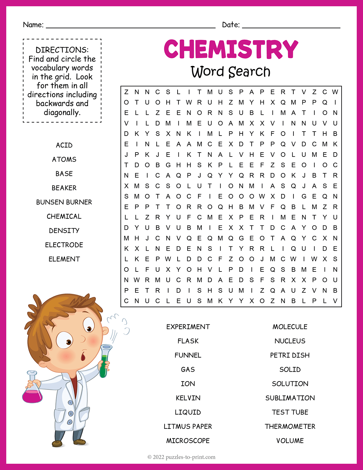 Chemistry Word Search