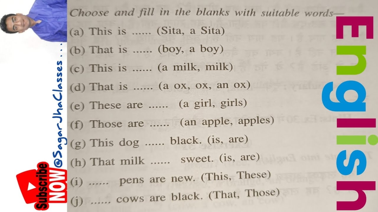 Choose And Fill In The Blanks With Suitable Words English Classes YouTube