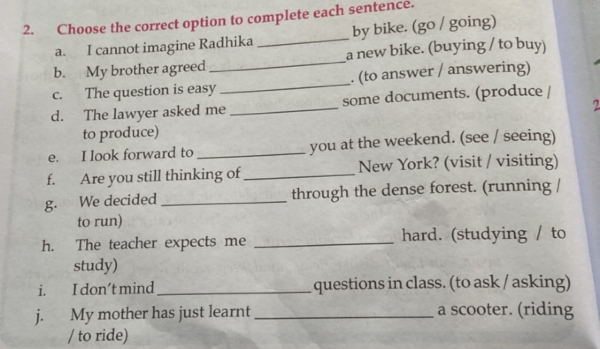 Choose The Correct Option To Complete Each Sentence A I Cannot Imagine Choose The Correct Option To Complete Each Sentence A I Cannot Imagine