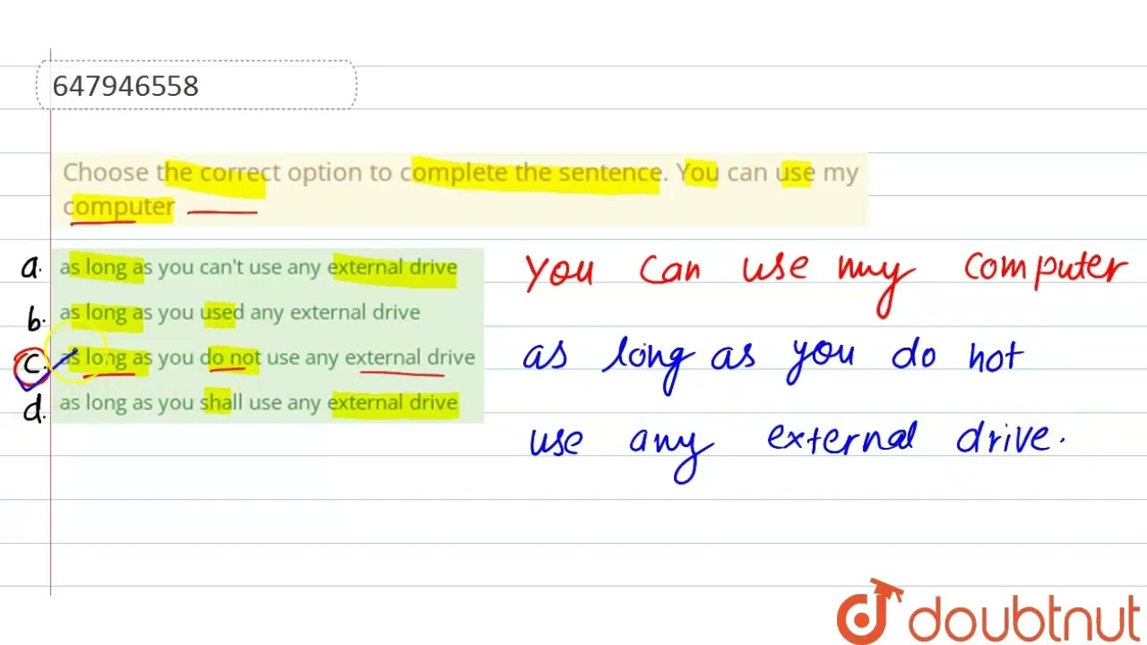 Choose The Correct Option To Complete The Sentence You Can Use My Computer CLASS 14 CDS EXA YouTube Choose The Correct Option To Complete The Sentence You Can Use My Computer CLASS 14 CDS EXA YouTube