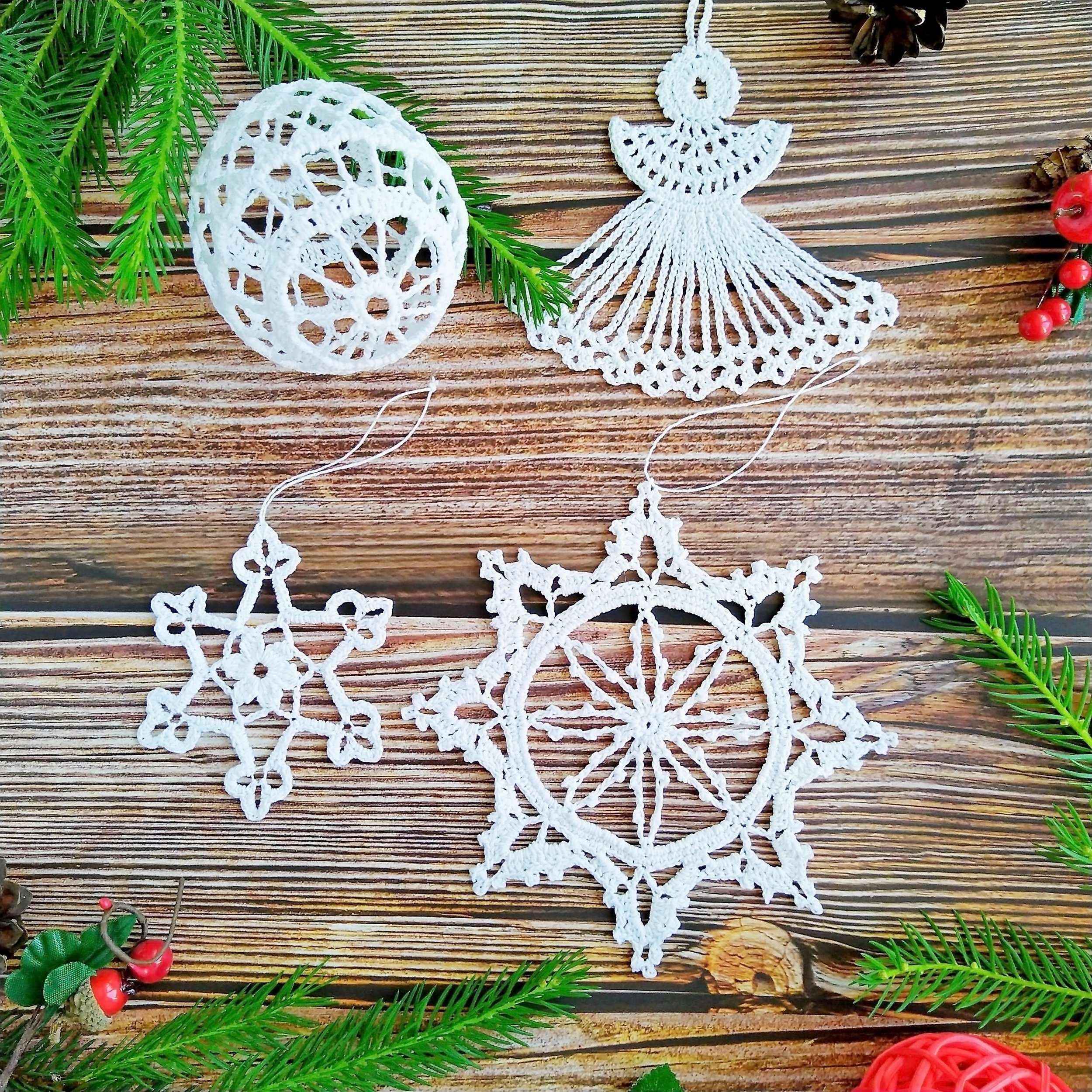Christmas Decorations Crochet Pattern 4 Designs Ornaments Christmas Decorations Crochet Pattern 4 Designs Ornaments