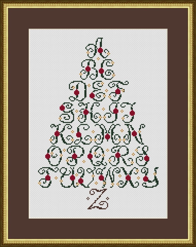 Christmas Tree Alphabet Sampler Cross Stitch Pattern 1182 Happiness Is HeartMade Cross Stitch Patterns