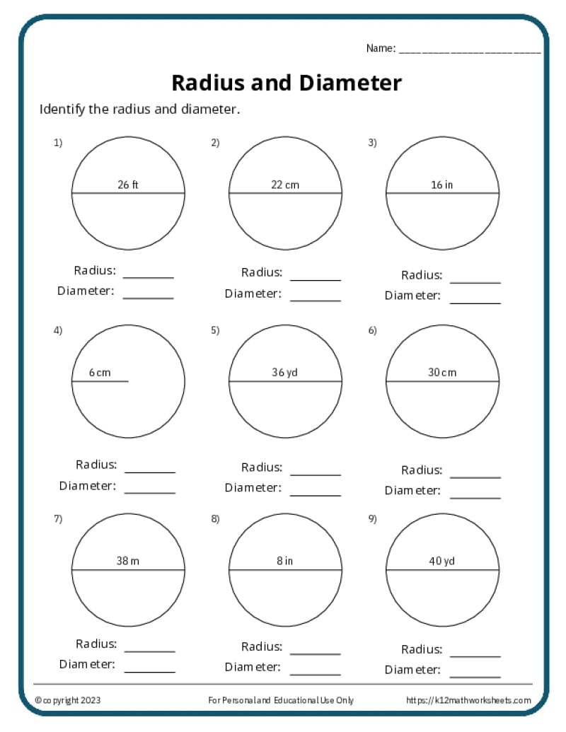 Circles Worksheets K12 Math Worksheets Circles Worksheets K12 Math Worksheets