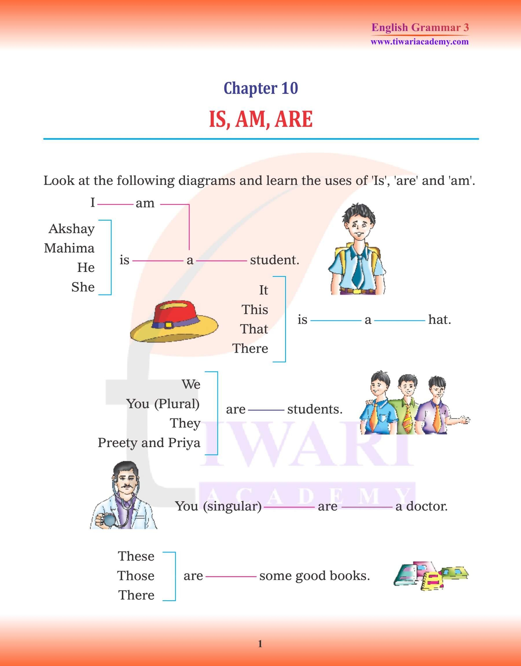 Class 3 English Grammar Chapter 10 Use Of Is Am Are In Sentences 