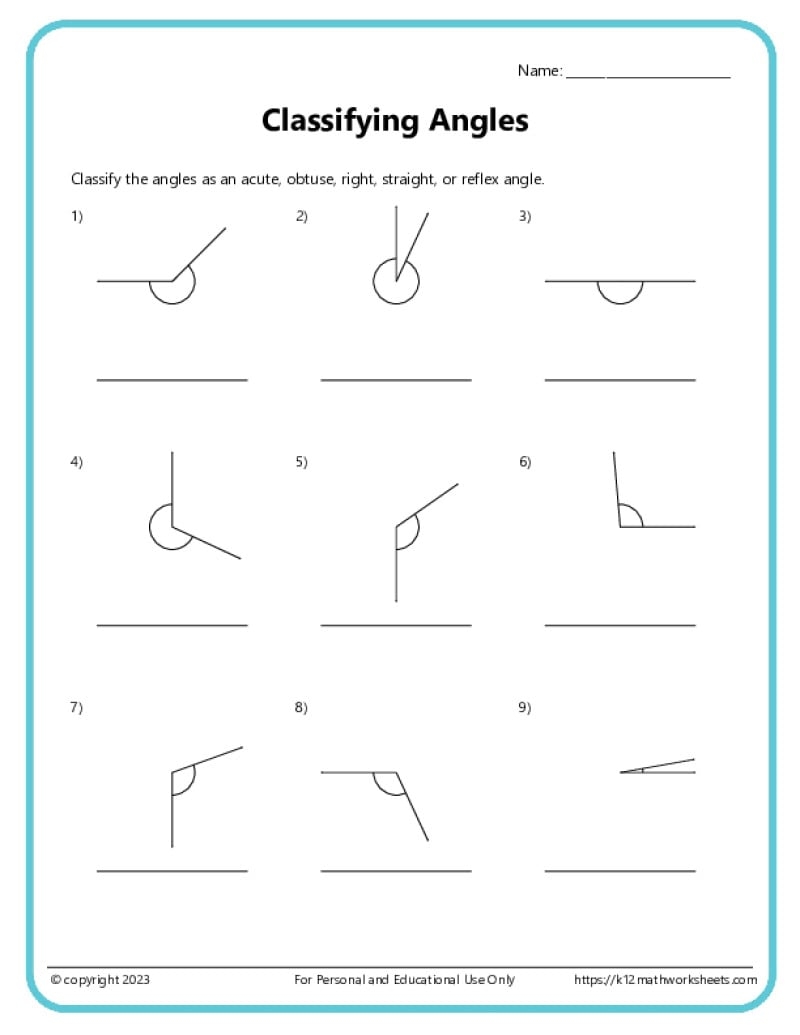 Classify And Measure Angles K12 Math Worksheets