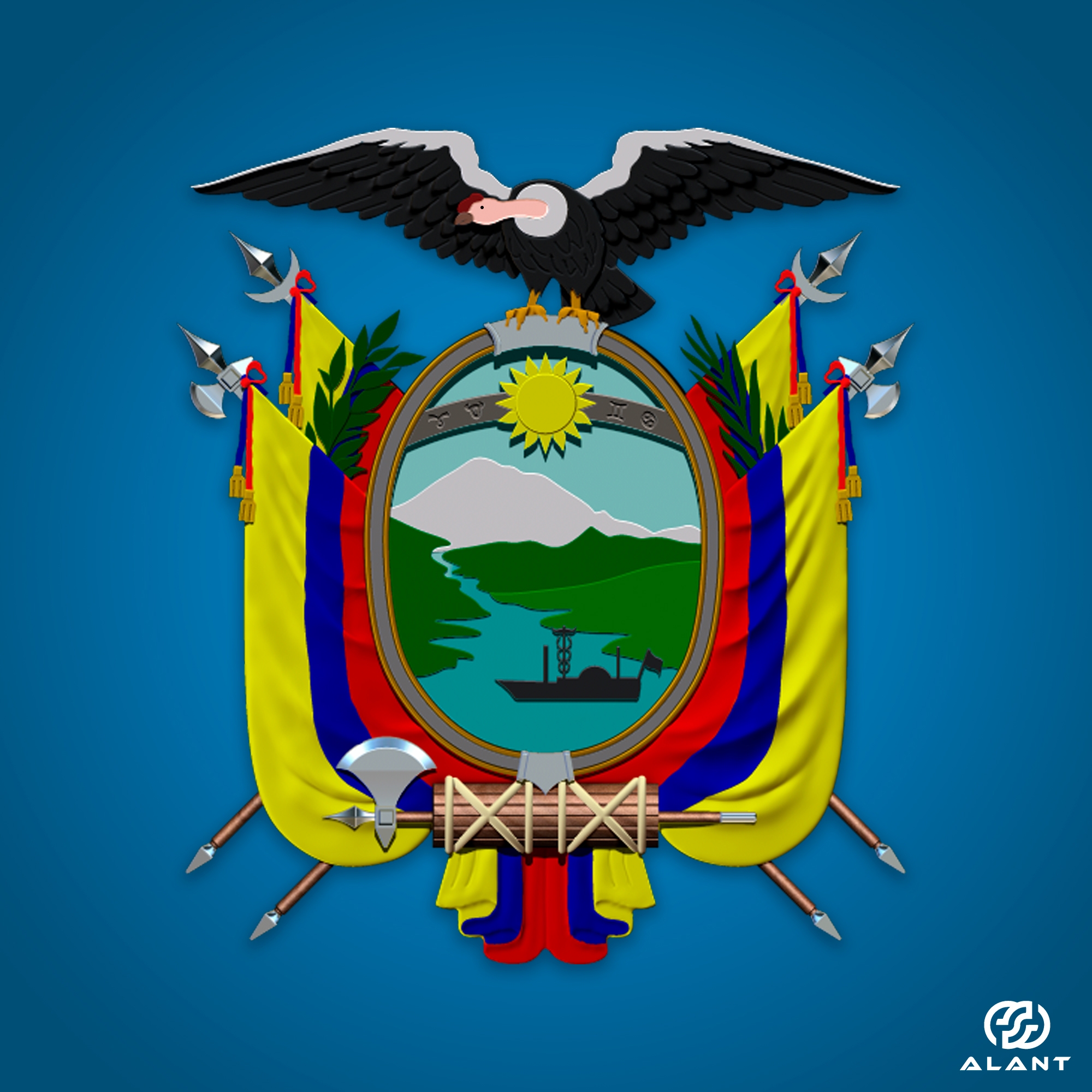 COAT OF ARMS OF ECUADOR ESCUDO DE ECUADOR 3D File For Cults COAT OF ARMS OF ECUADOR ESCUDO DE ECUADOR 3D File For Cults