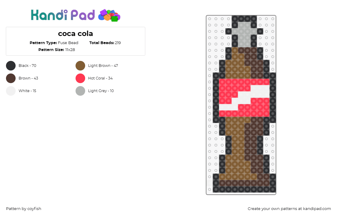 Coca Cola Kandi Pad Kandi Patterns Fuse Bead Patterns Pony Bead Patterns