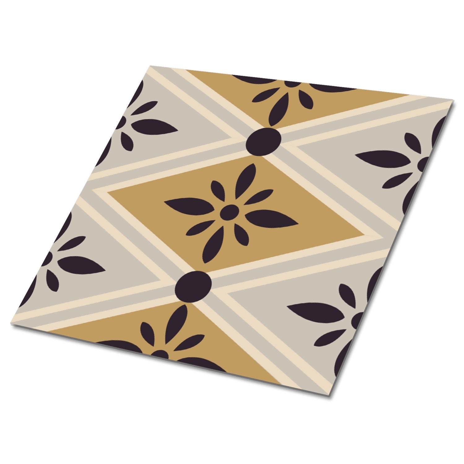 Colorful Floral Pattern Vinyl Tiles Beige Vinyl Floor Tiles Black Vinyl Wall Panels Nature Luxury Vinyl Tile Housewarming Gift Etsy