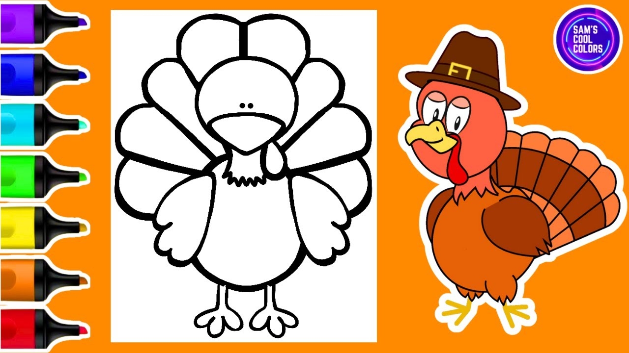 Coloring A Cute Turkey Coloring Page POSCA Paint Markers YouTube
