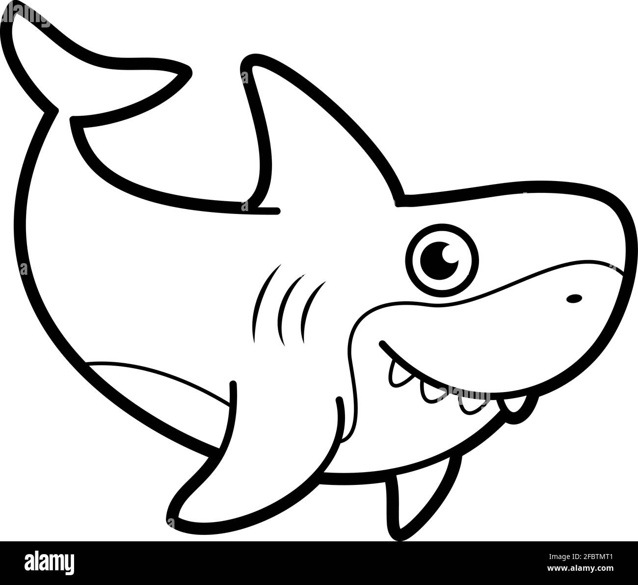 Coloring Book Or Page For Kids Shark Black And White Vector Illustration Stock Vector Image Art Alamy