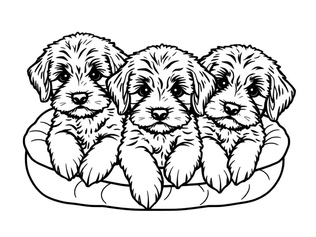 Coloring Page Of Three Adorable Puppies In A Dog Bed Free Printable Coloring Page Coloring Page Of Three Adorable Puppies In A Dog Bed Free Printable Coloring Page