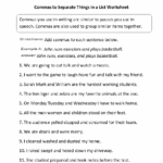 Commas Worksheets Commas Separate Things In List Worksheet