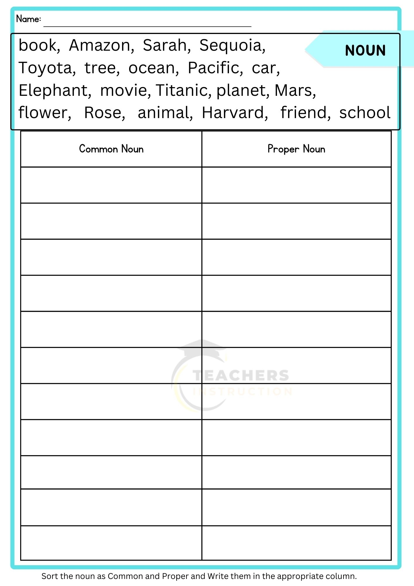 Common And Proper Nouns Worksheets With Answers Worksheets Library