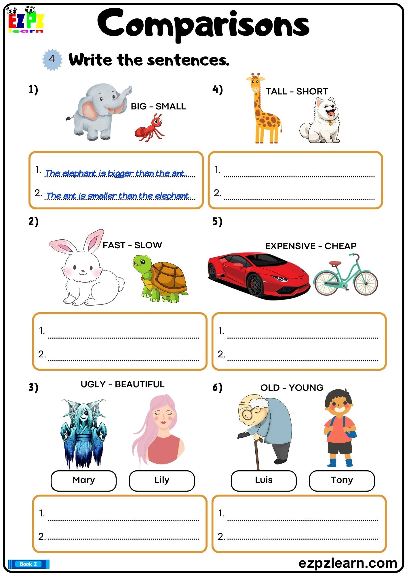 Comparative And Superlative Adjectives Write The Sentences Using The Correct Comparative Forms Of The Adjectives Printable Grammar Worksheet PDF Ezpzlearn Comparative And Superlative Adjectives Write The Sentences Using The Correct Comparative Forms Of The Adjectives Printable Grammar Worksheet PDF Ezpzlearn