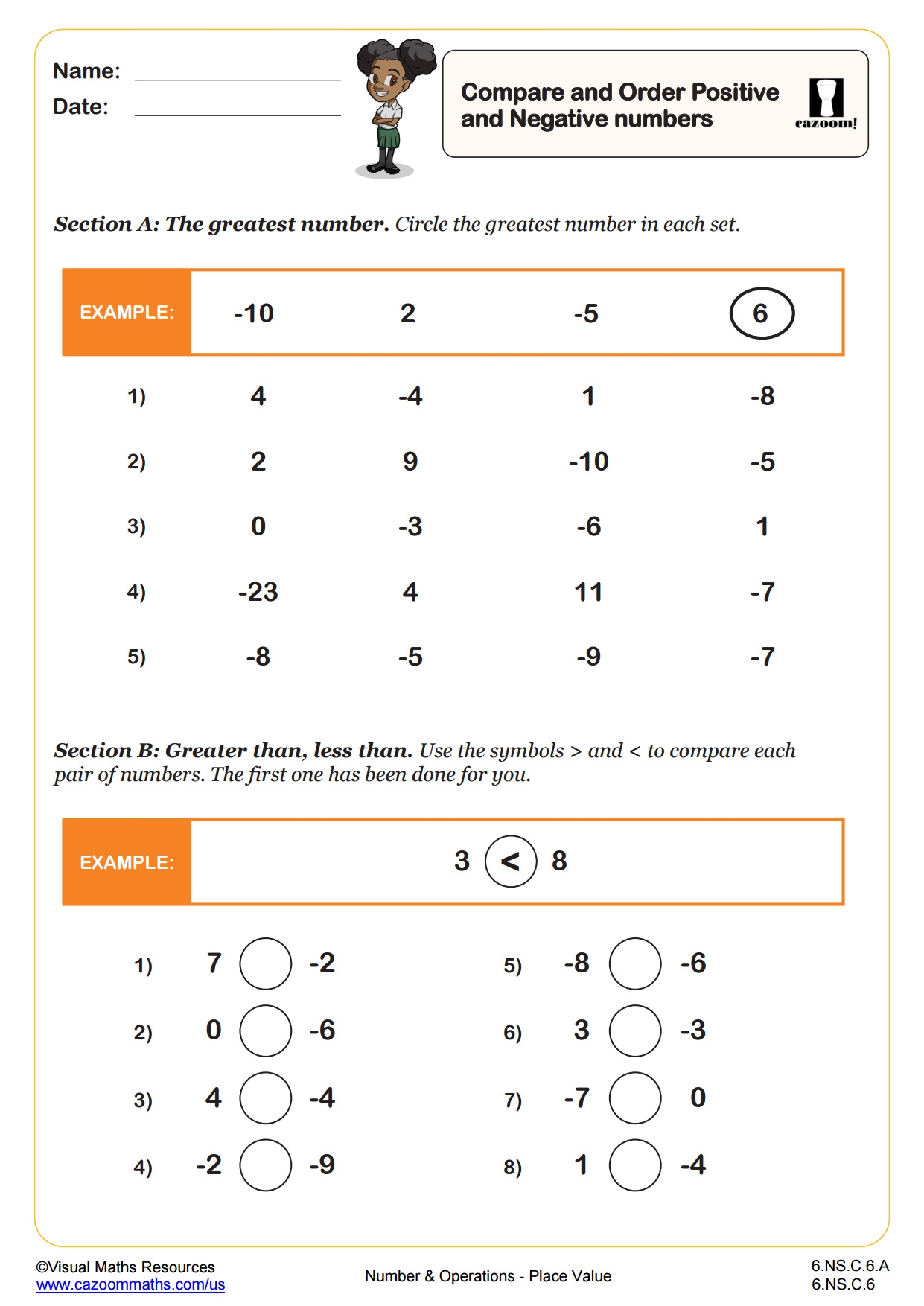 Compare And Order Positive And Negative Numbers Fun And Engaging 6th Grade PDF Worksheets Cazoom Math Compare And Order Positive And Negative Numbers Fun And Engaging 6th Grade PDF Worksheets Cazoom Math