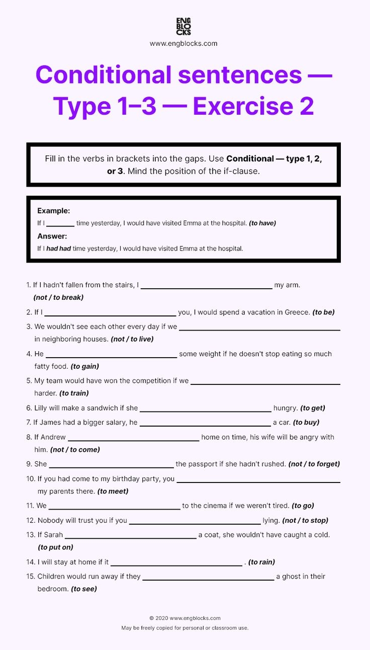 Conditional Sentences Exercise With Fill in the Blanks