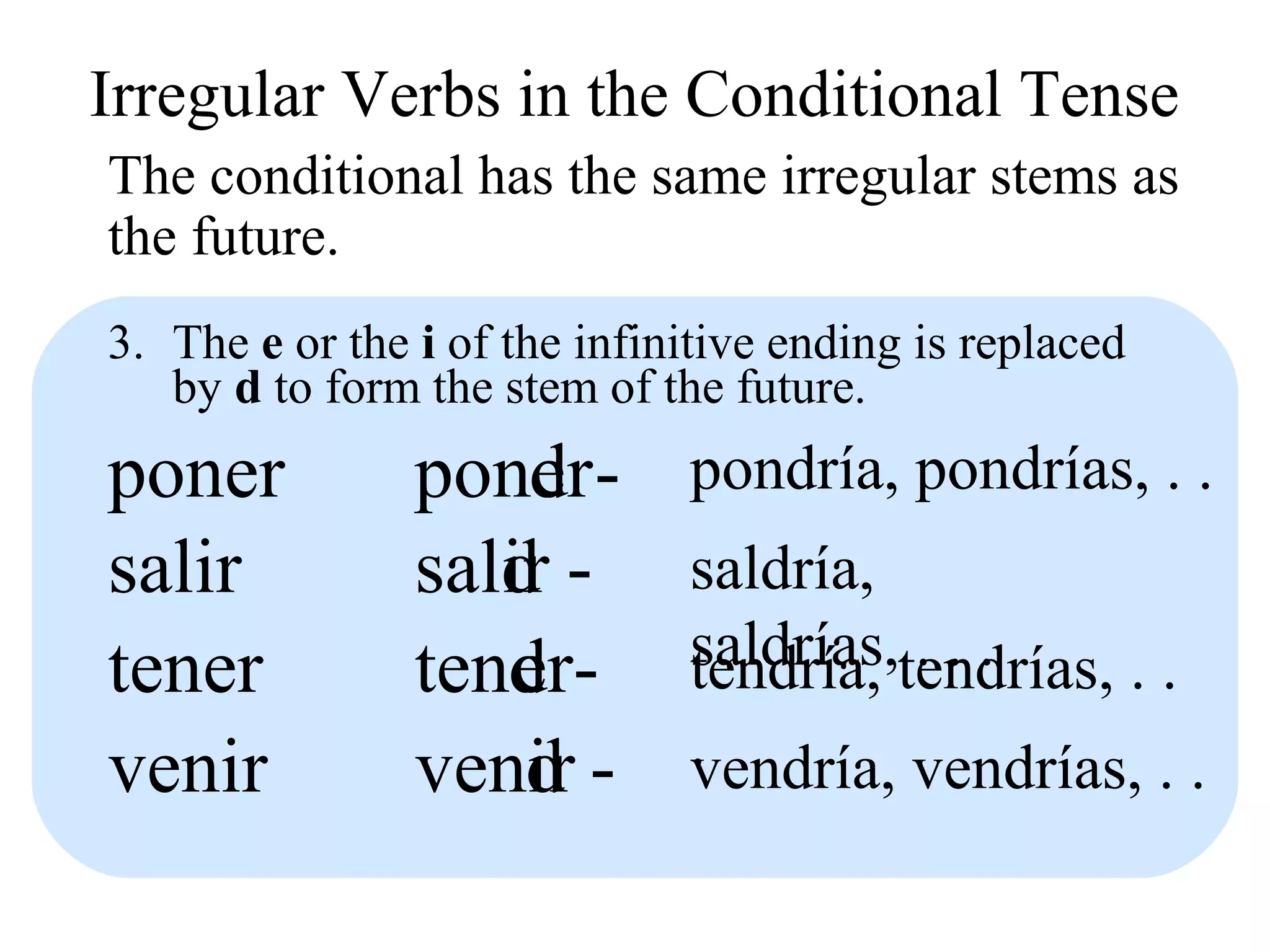 conditional irregular verbs spanish