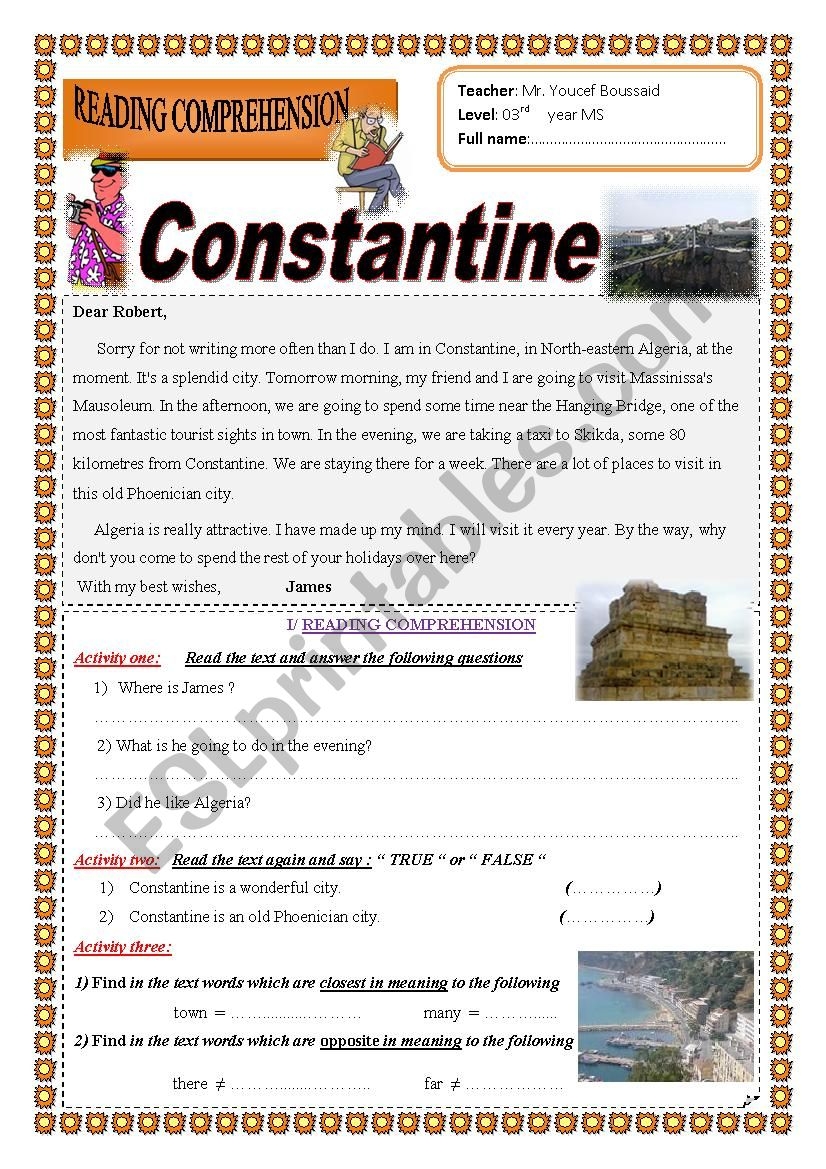 Constantine ESL Worksheet By You per7 Constantine ESL Worksheet By You per7