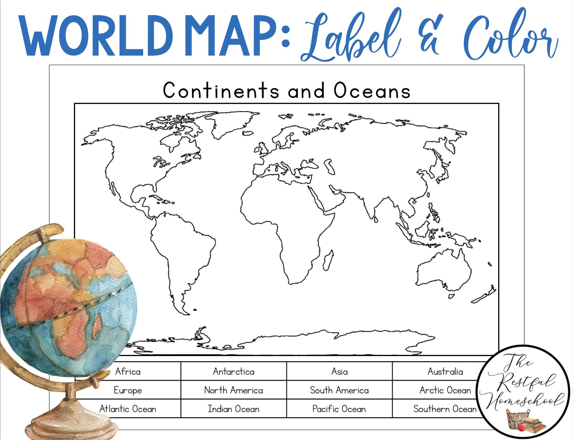 continents and oceans worksheet