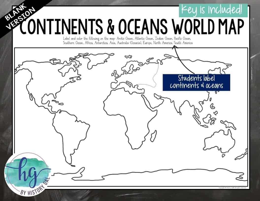 Continents And Oceans Map Activity Print And Digital By History Gal Continents And Oceans Map Activity Print And Digital By History Gal