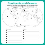 Continents And Oceans Map For 2nd Grade Continents And Oceans Worksheets Library