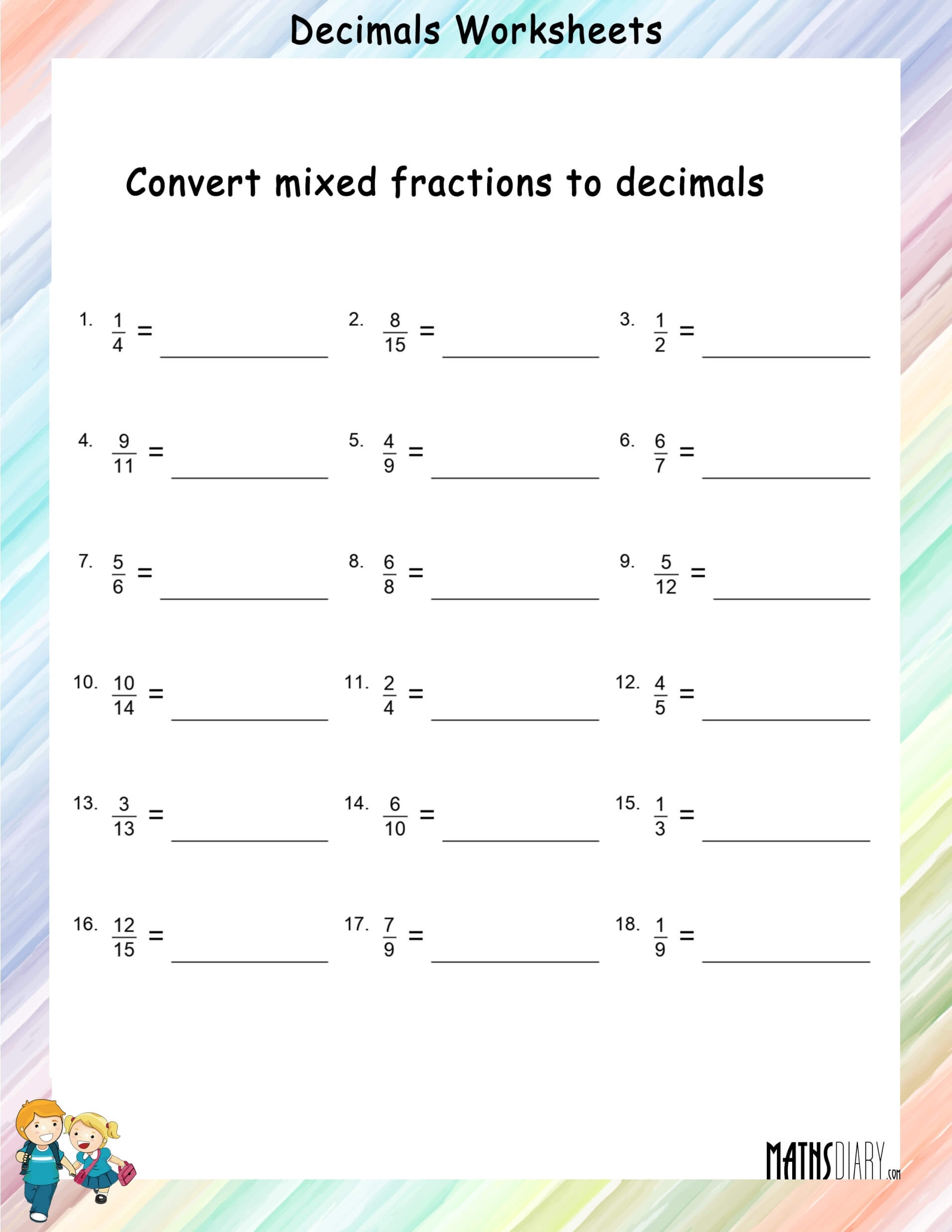 Convert Mixed Fractions To Decimals Worksheets Math Worksheets Worksheets Library Convert Mixed Fractions To Decimals Worksheets Math Worksheets Worksheets Library