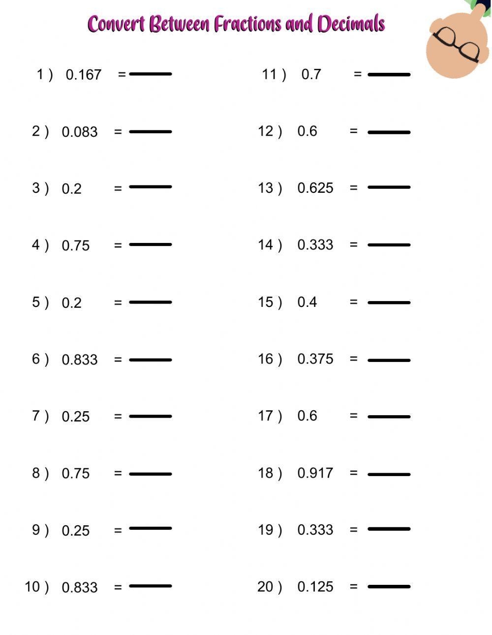 Converting Decimals To Fractions Worksheet Live Worksheets Worksheets Library Converting Decimals To Fractions Worksheet Live Worksheets Worksheets Library