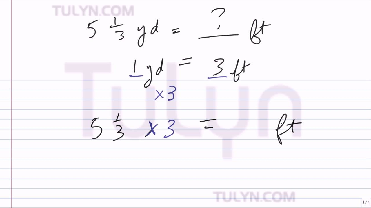 Converting Yards Into Feet Using Mixed Numbers And Multiplication Of Fractions YouTube