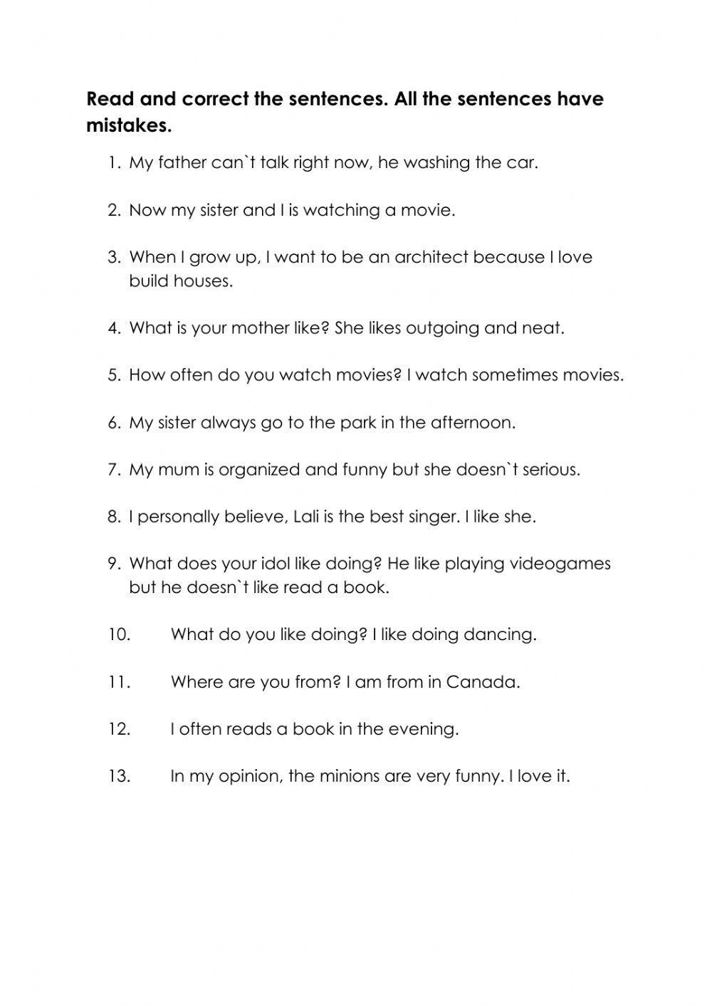 Correct The Sentences Online Worksheet Live Worksheets Worksheets Library Correct The Sentences Online Worksheet Live Worksheets Worksheets Library