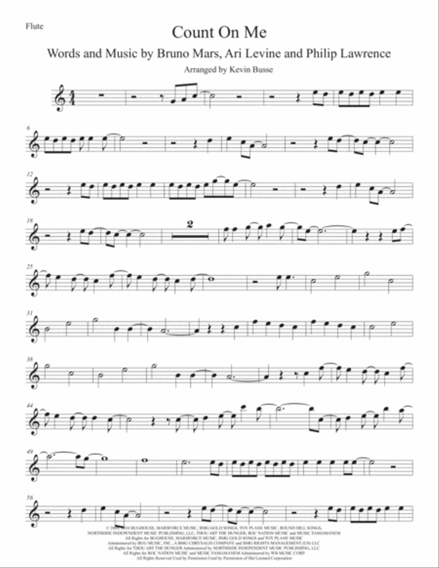 Count On Me By Bruno Mars Flute Solo Intermediate Digital Sheet Music Sheet Music Plus