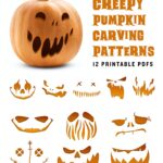 Creepy Pumpkin Carving Patterns Scary Jack o lantern Printable Templates For Your Halloween Decor Etsy