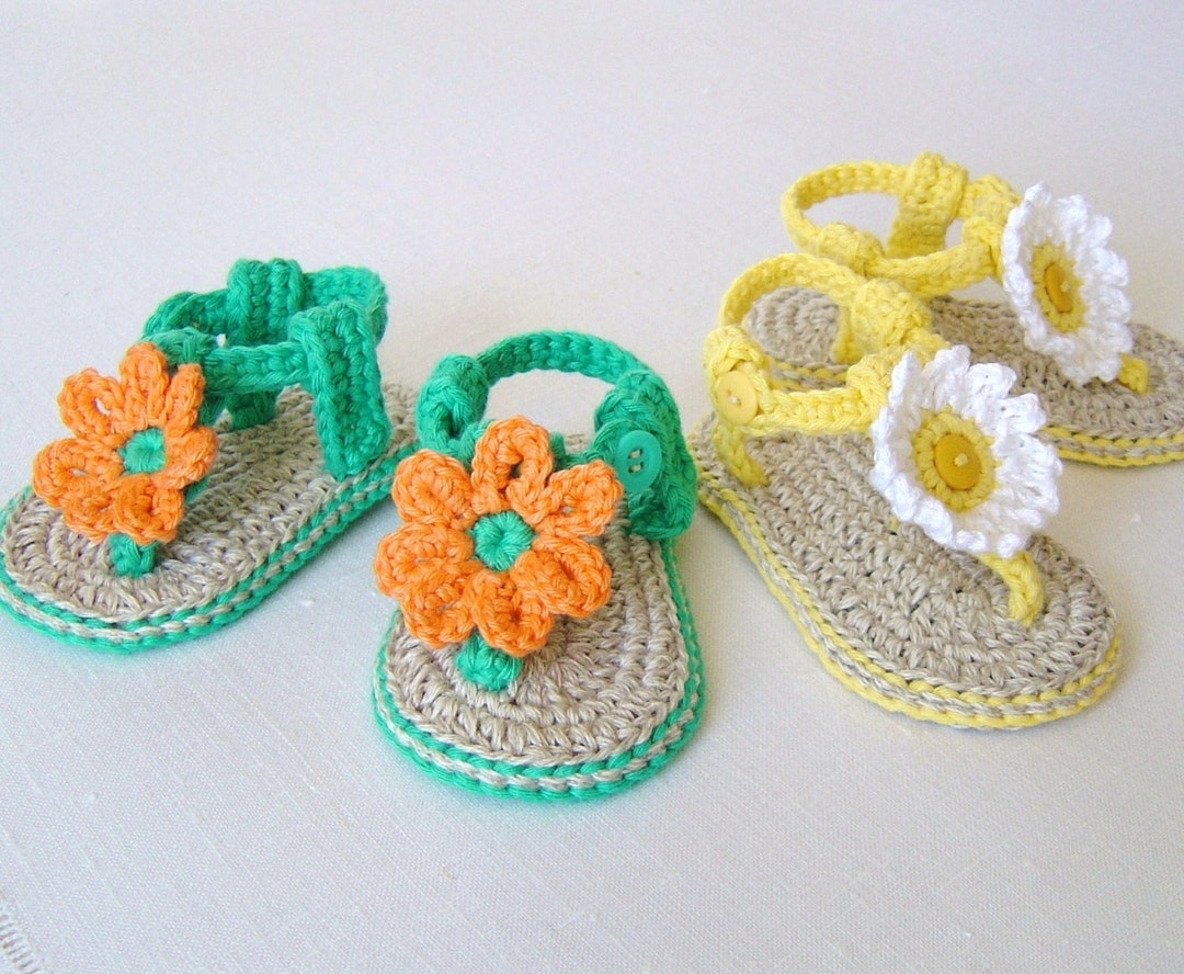 Crochet Baby Sandals Pattern Easy Flower Booties digital File Etsy