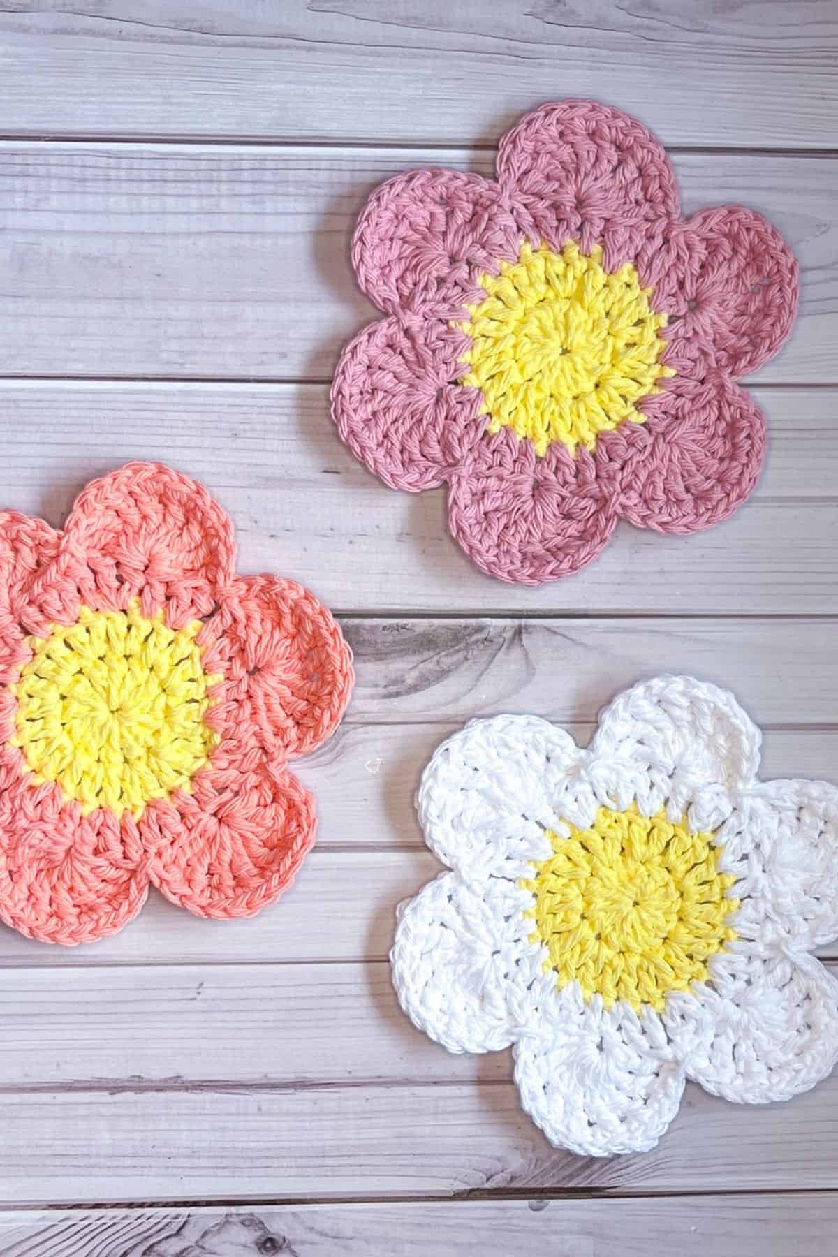 Crochet Flower Coaster Pattern With 6 Petals Thecaffeinatedsnail