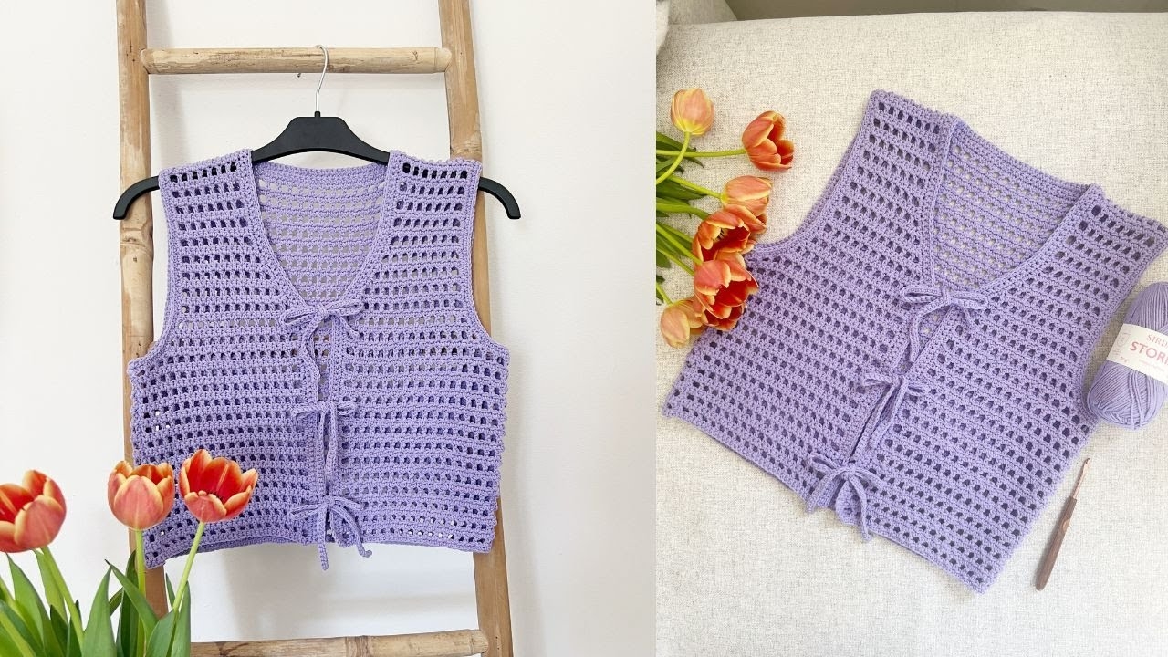 Crochet Front Tie Vest Top Tutorial YouTube Crochet Front Tie Vest Top Tutorial YouTube
