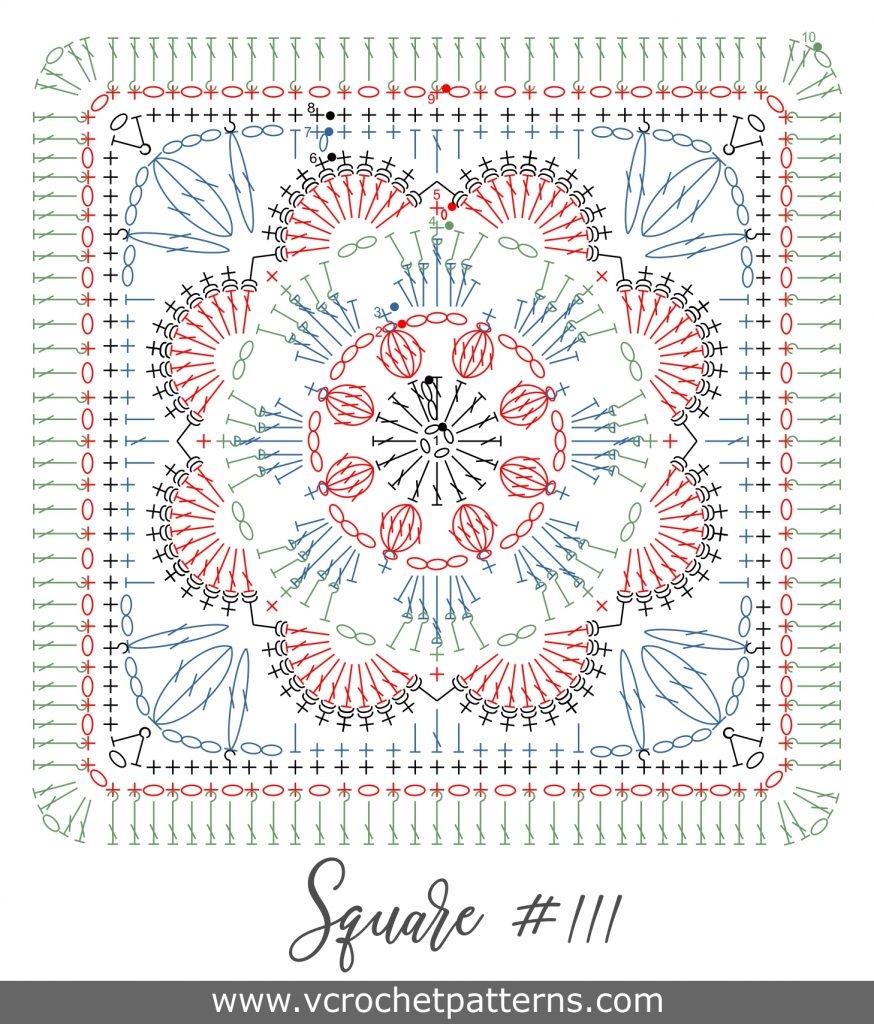 Crochet Granny Square Pattern Crochet Motif 111 Vcrochetpatterns