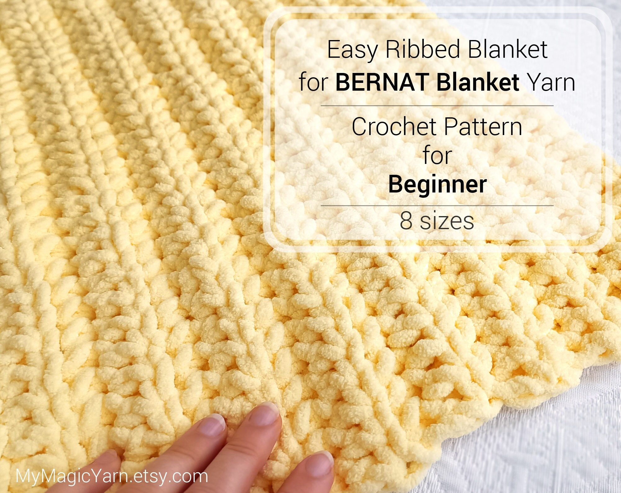 Crochet Pattern BERNAT Blanket Yarn BERNAT Baby Blanket Pattern Beginner Crochet Pattern Baby Blanket Crochet Pattern Easy Ribbed Blanket Etsy