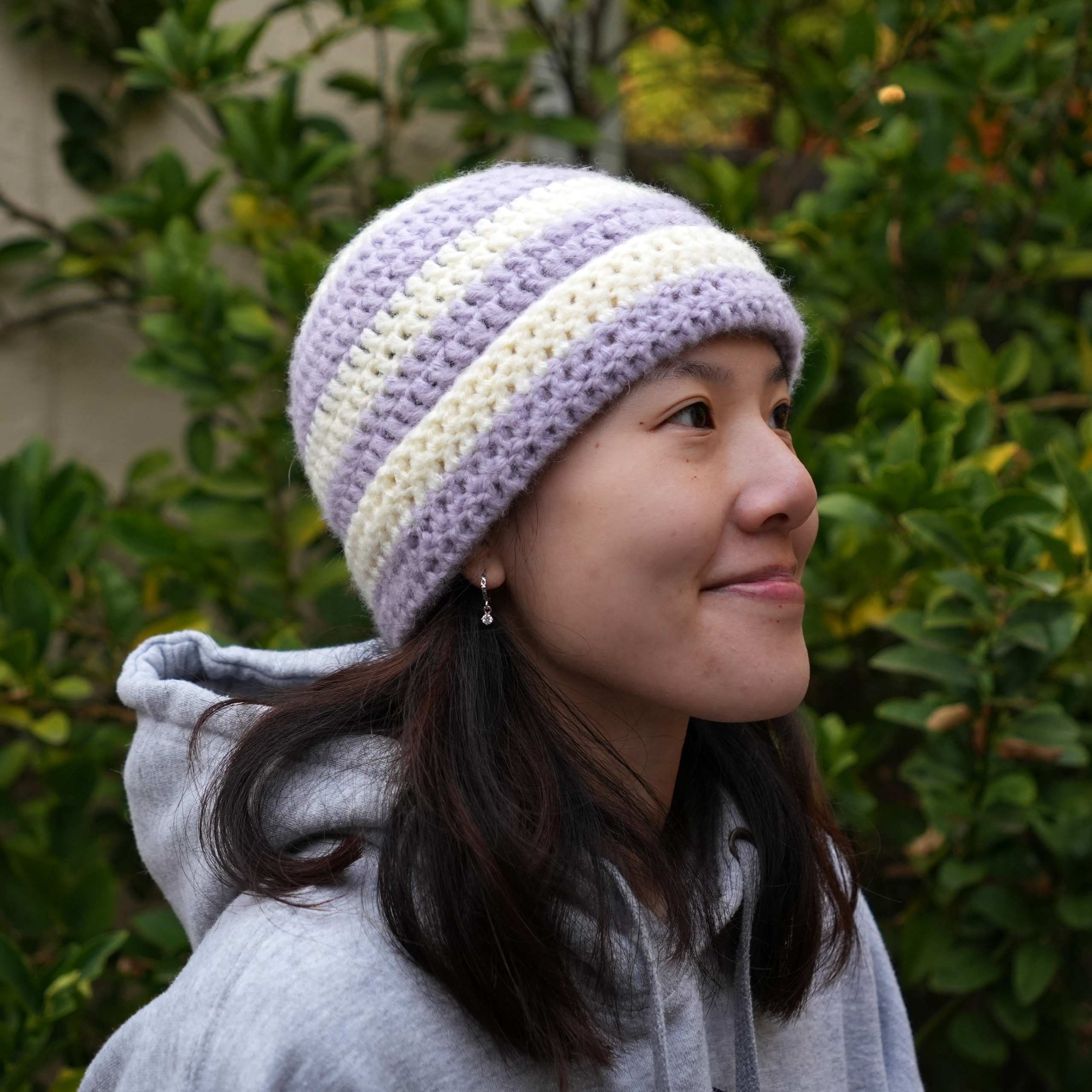 Crochet Striped Beanie Free Pattern Video Tutorial