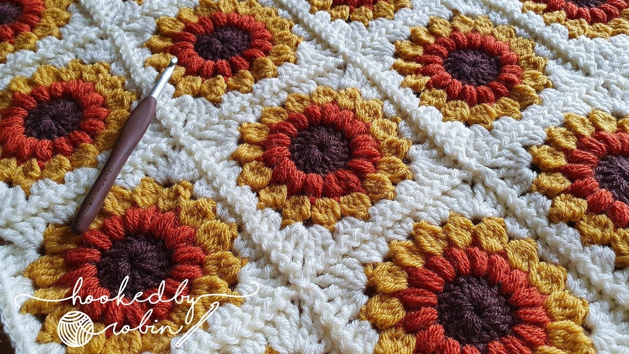 Crochet Sunburst Sunflower Granny Square Tutorial YouTube