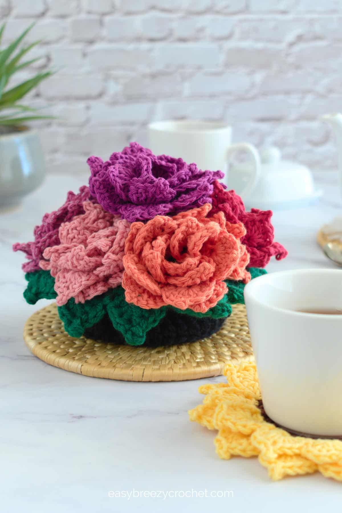 Crochet Sunflower Coasters In A Pot Easy Breezy Crochet Crochet Sunflower Coasters In A Pot Easy Breezy Crochet
