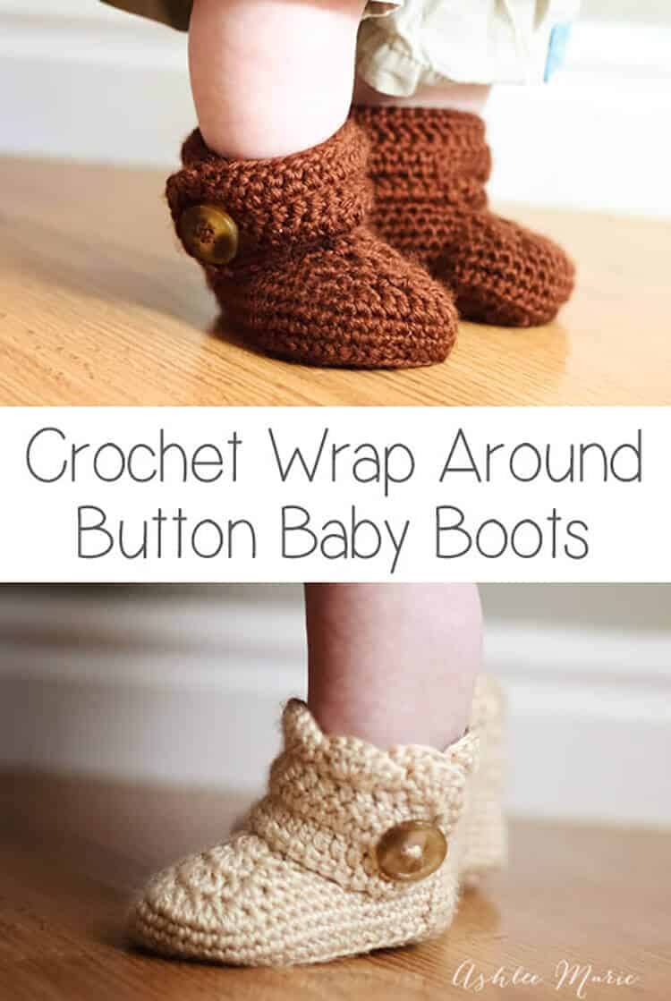 Crochet Wrap Around Button Baby Boots Girls And Boys Ashlee Marie Real Fun With Real Food