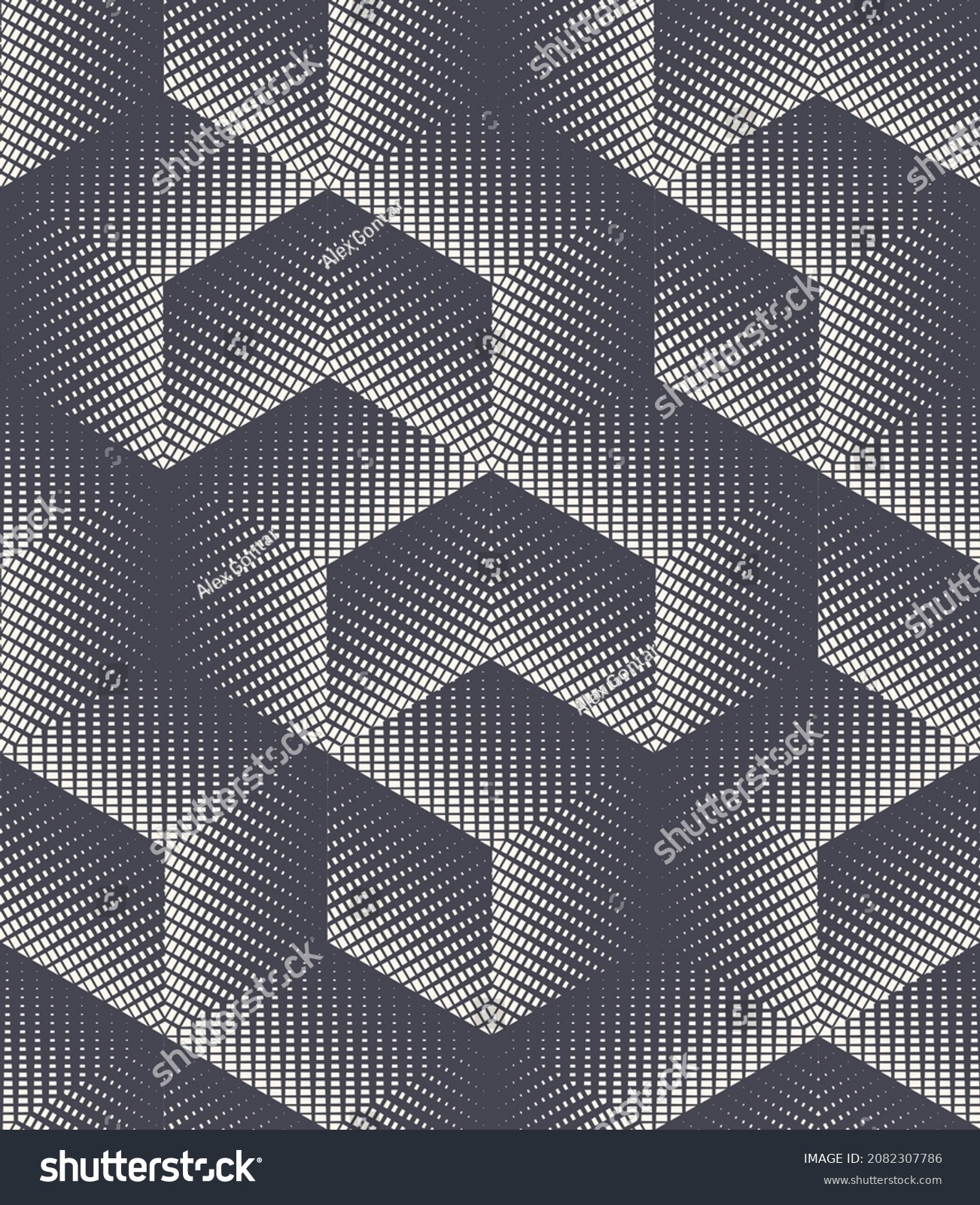 Cross Hatch Cube Isometric Shapes Seamless Stock Vector Royalty Free 2082307786 Shutterstock